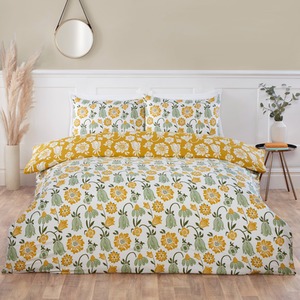 Victorian Bloom Microfibre Fabric Reversible Duvet Cover Set with Pillowcase