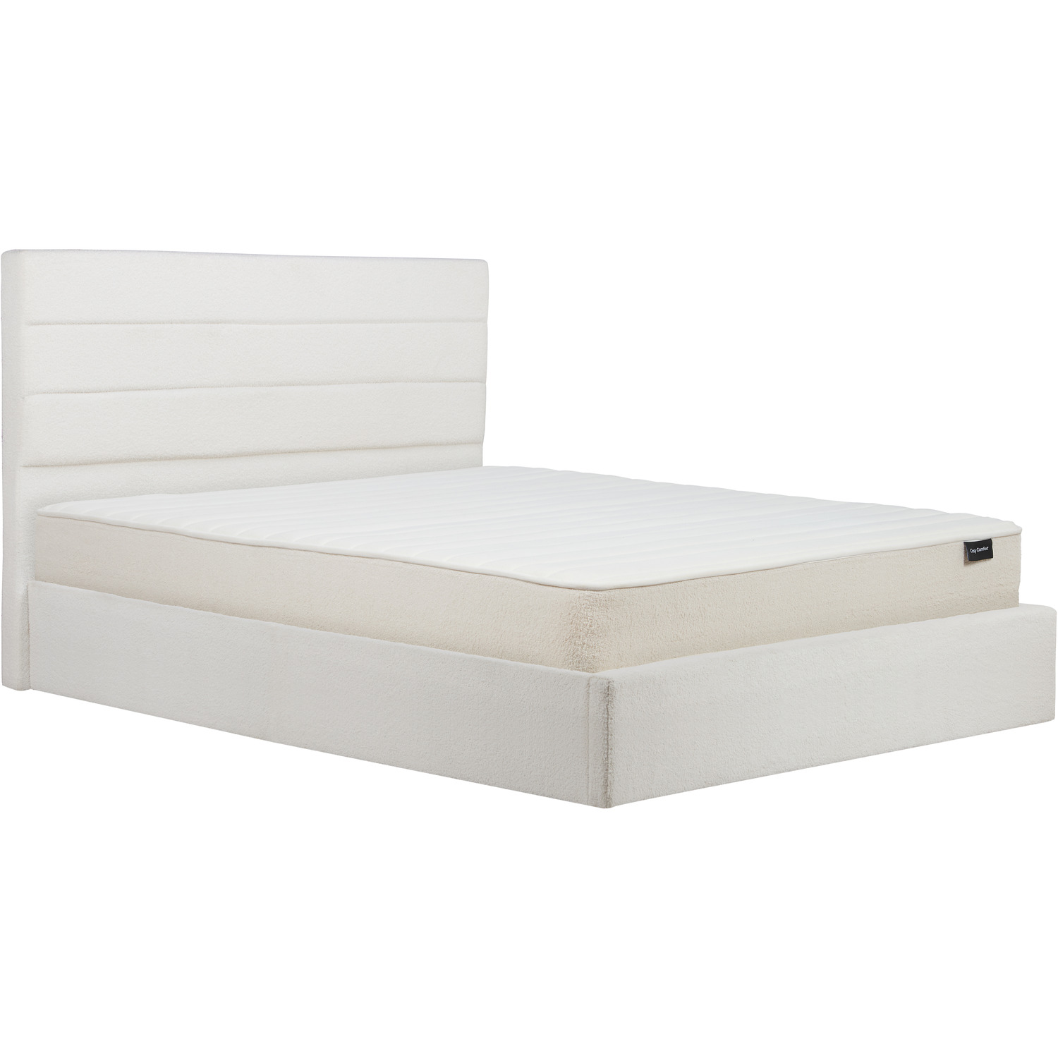 White Boucle Lucas Ottoman Double Bed Frame Birlea - White