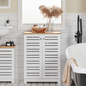 SoBuy Bathroom Storage Cabinet Cupboard with 2 Slatted Doors