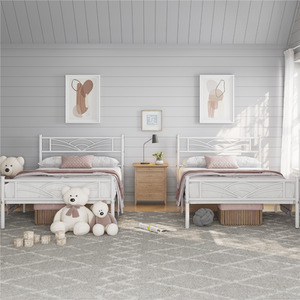 White / Single Metal Bed Frame with Cloud Design shot 7824471