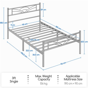 Silver / Single Metal Bed Frame with Cloud Design shot 7825223