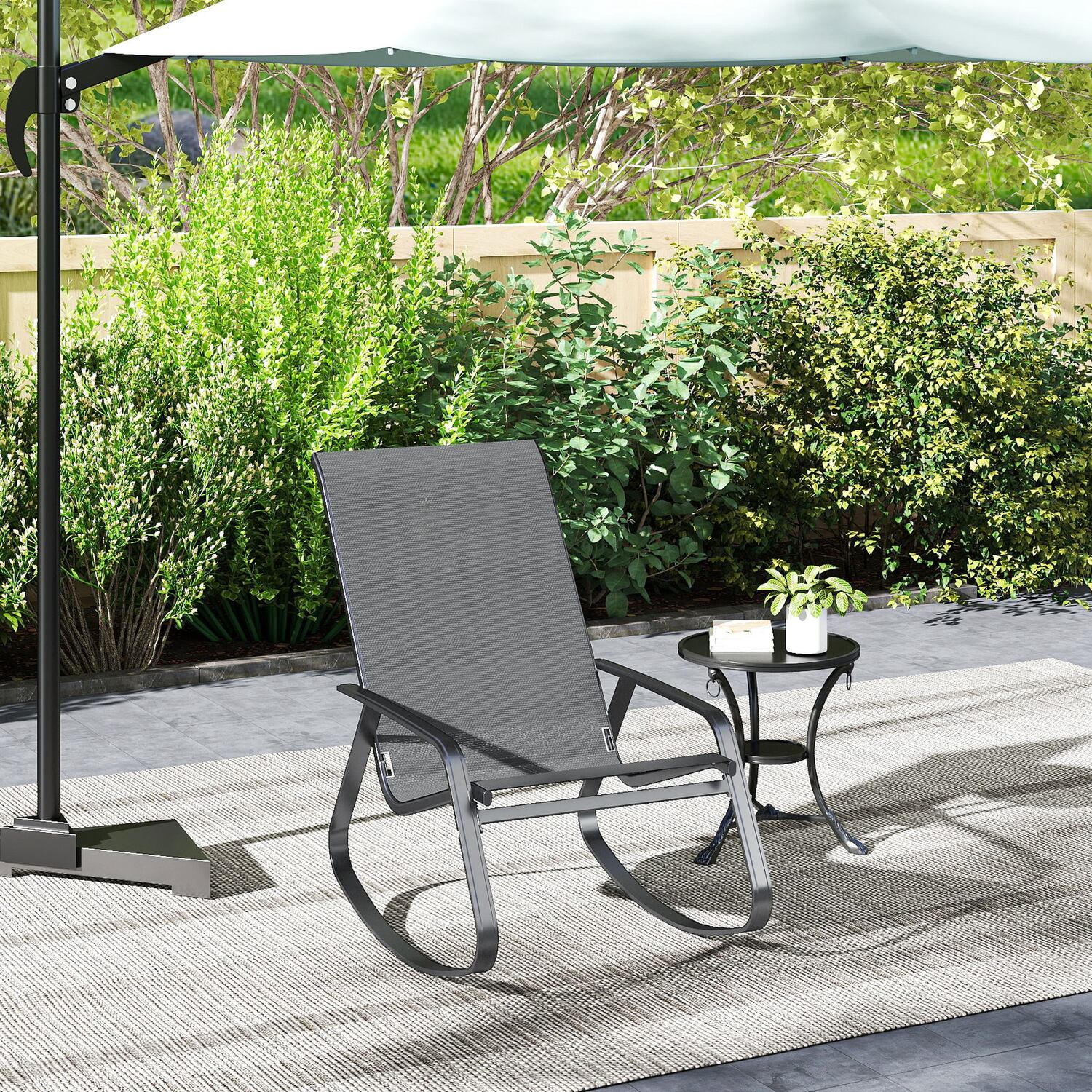 Outsunny Garden Rocking Chair with Armrests