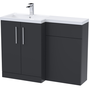 Vanity Basin and WC Unit Left Hand Satin Soft Black 1100mm x 390mm