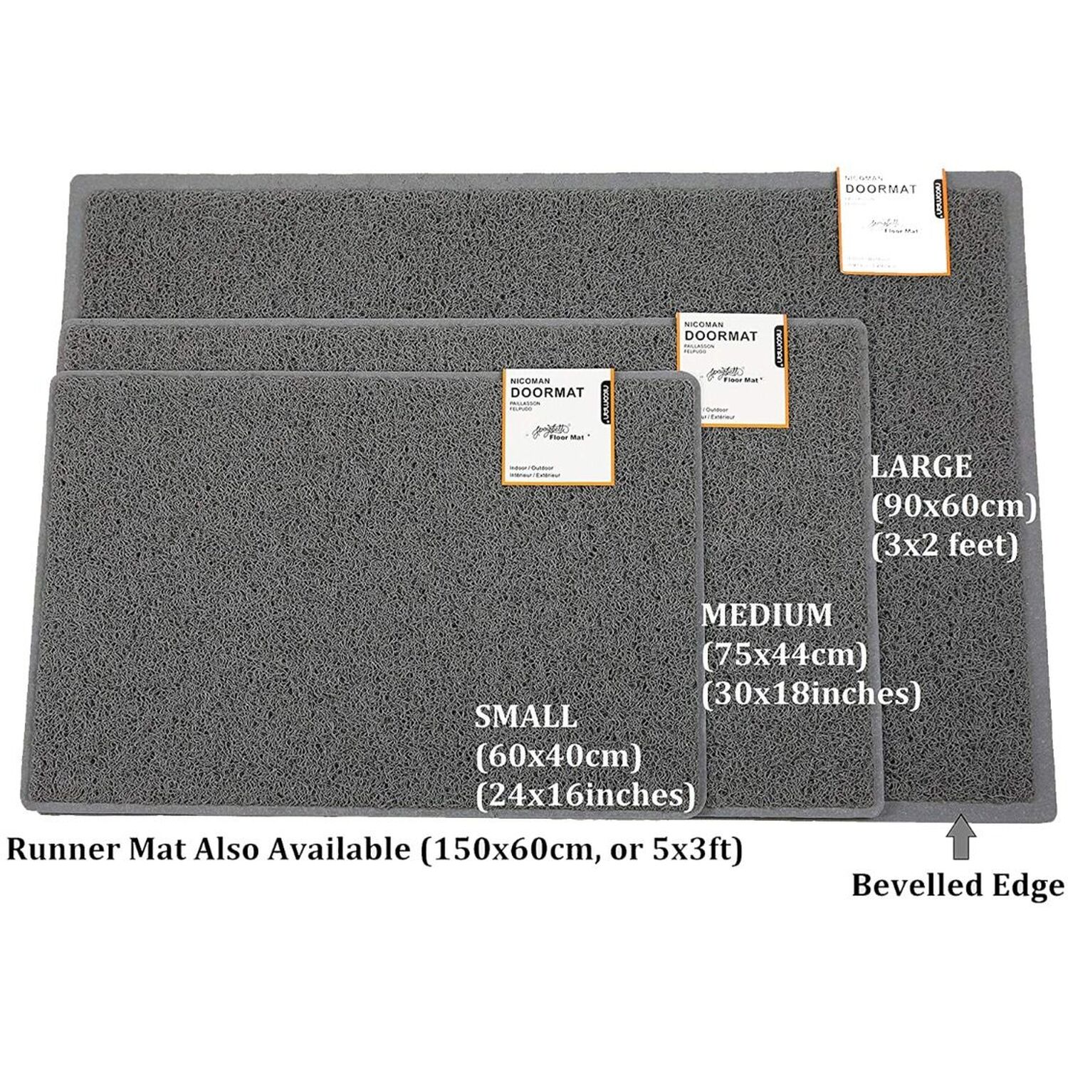 Oseasons Plain Small Doormat - Grey