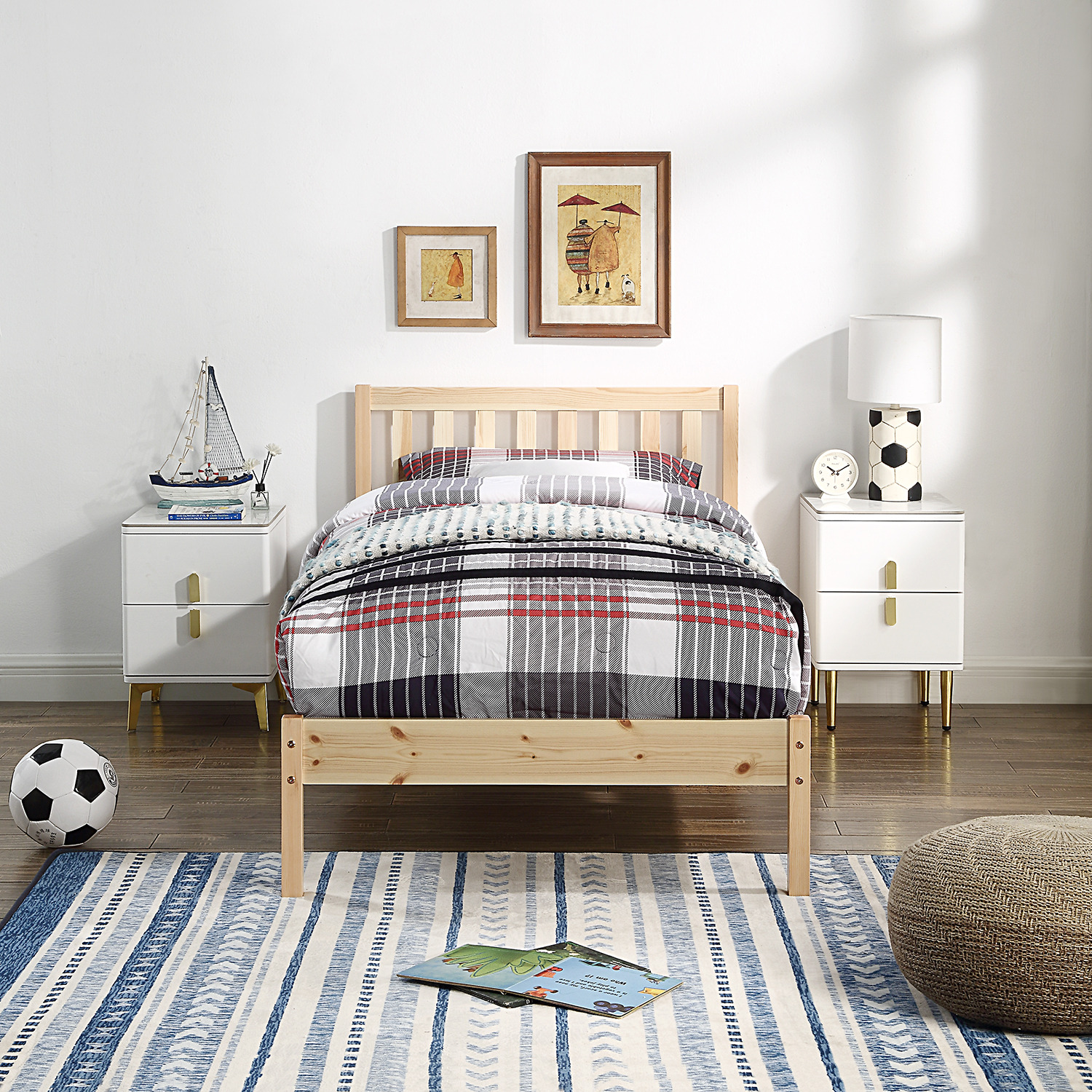 Wooden Bed Frame Pine Bed - Brown No