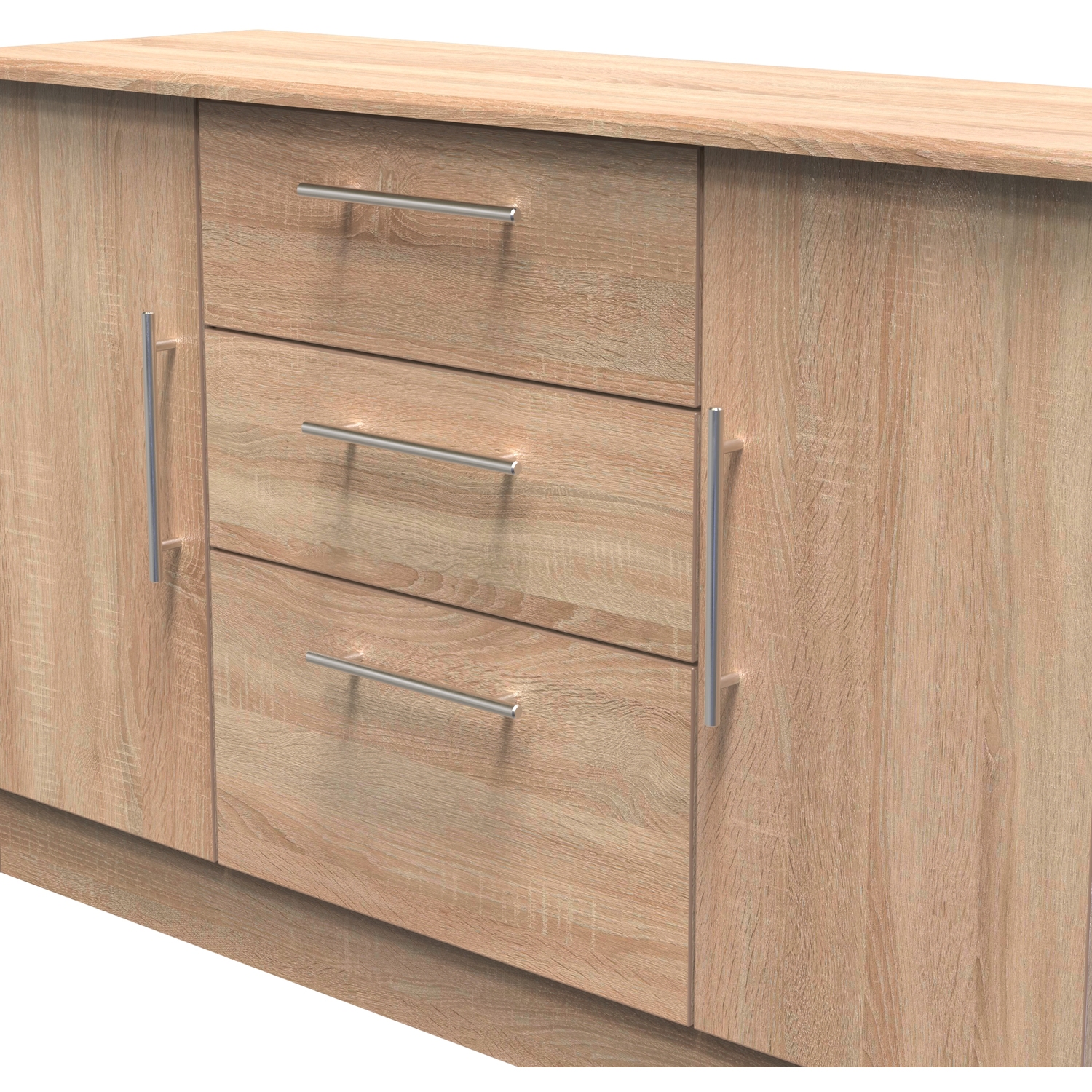 Sherwood Ready Assembled 2 Door 3 Drawer Sideboard - Bardolino Oak