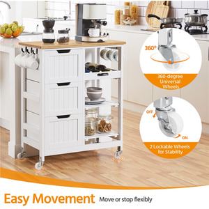White Yaheetech Kitchen Island Serving Cart with Storage shot 9627110
