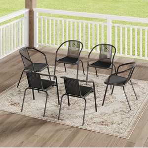 Set of 6 Stackable PE Rattan Garden Chairs