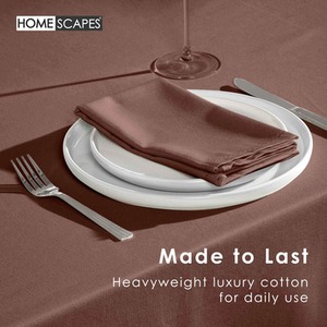 Chocolate Plain Cotton Round Tablecloth shot 9903195