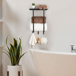 Livingandhome Towel Rack with Hooks