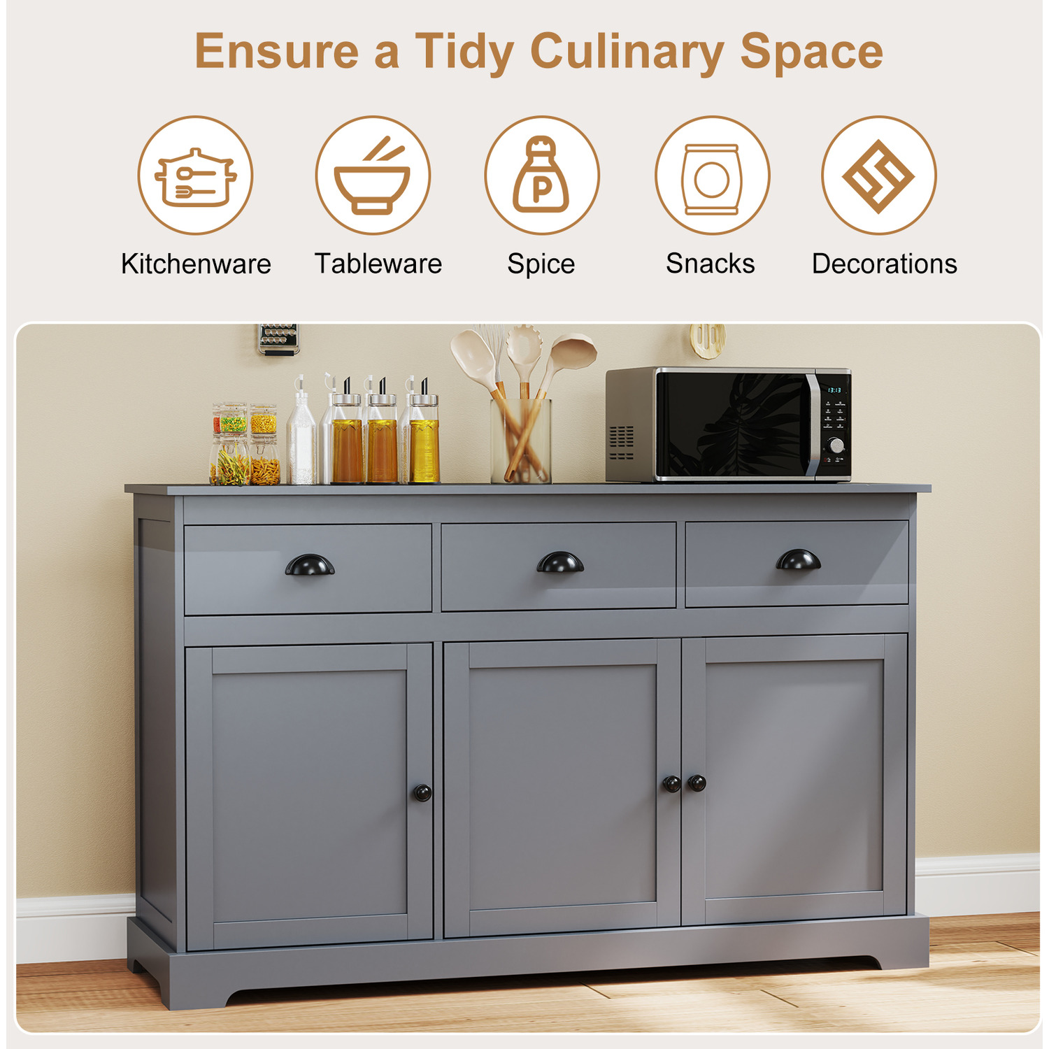 Modern Buffet Sideboard - Grey