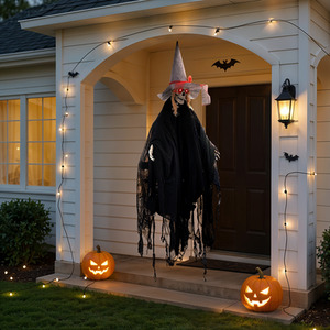 Voice-Activated Hanging Witch with Lights and Sound