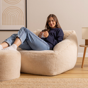 Icon Natalia Faux Fur Armchair and Round Footstool