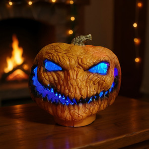 Halloween Grinning Pumpkin with Glowing Eyes