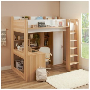 Ava High Sleeper Bed with Desk, Wardrobe and Storage