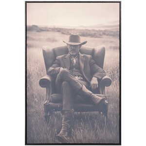 Vintage Sepia Cowboy Framed Canvas