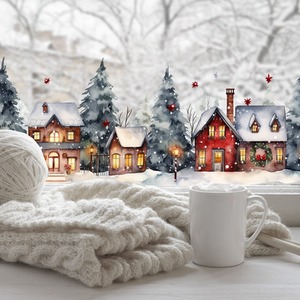 Winter Village Window Film Collection. Cosy Christmas Scene