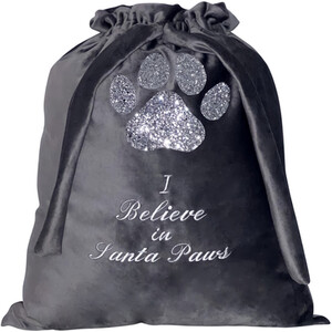 Luxury Grey Velvet And Glitter Pet Christmas Sack