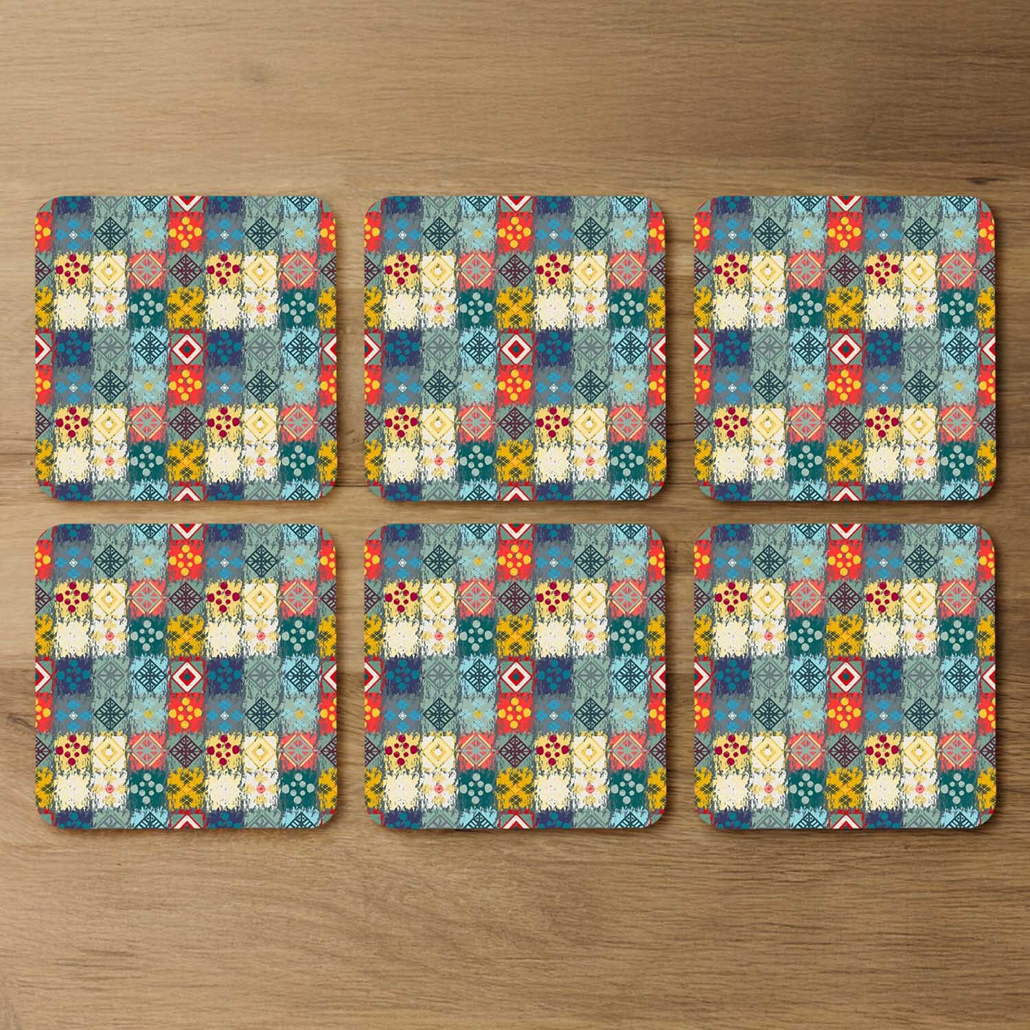 Tribal Art Boho Coaster - Green