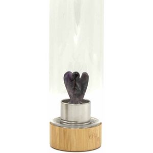 Crystal Infused Glass Water Bottle Relaxing Amethyst Angel
