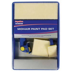 5 Piece Decorator Mohair Paint Pad Refill Tray Handle Decorating Set