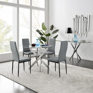 Novara 100cm Round Dining Table and 4 Milan Black Leg Chairs