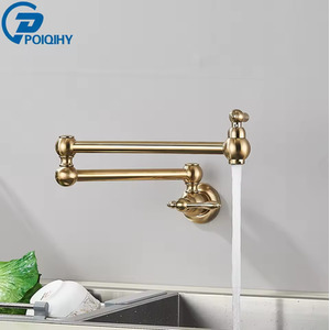 Wall Mounted Brushed Gold Single Cold Rotating Tap