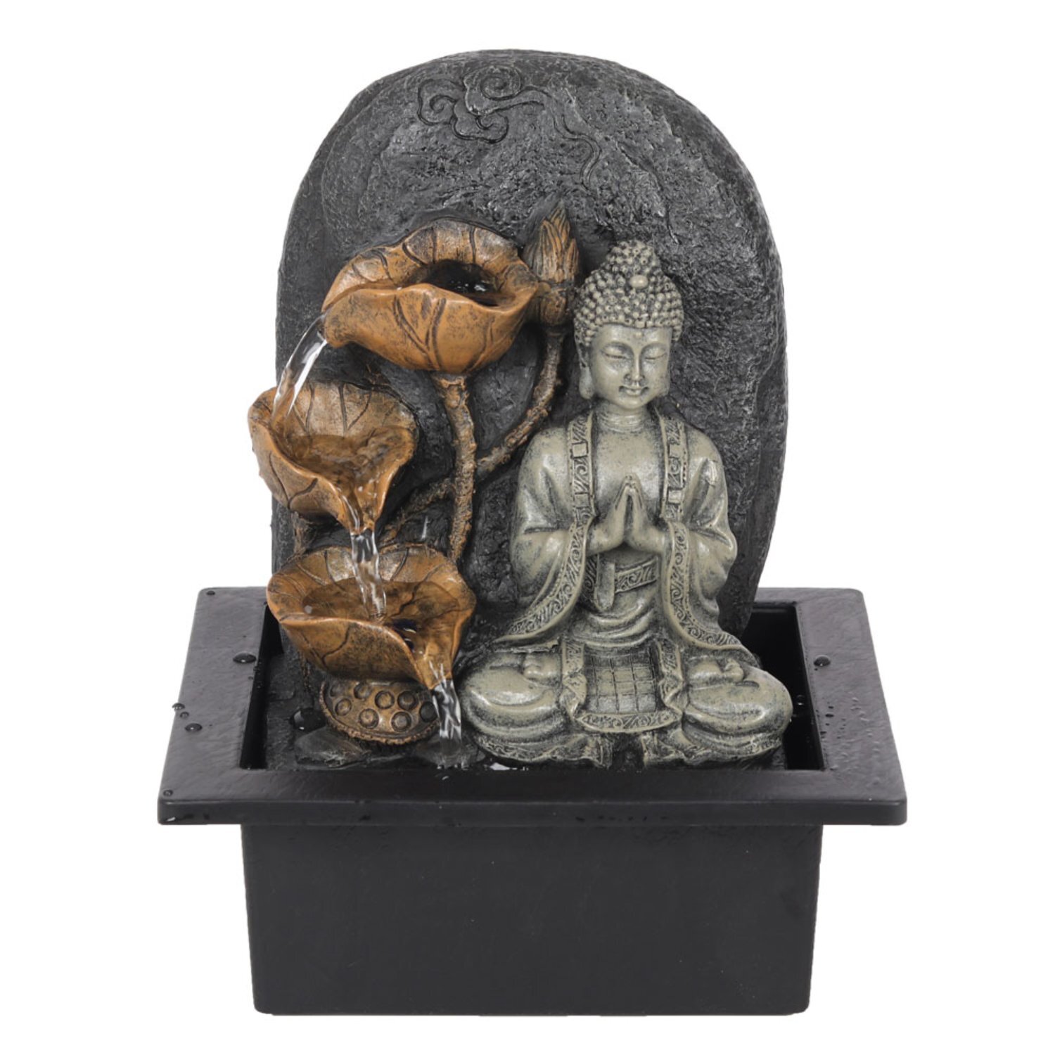 Grey Buddha Led Water Fountain For Relaxing Meditation Uk Plug - Grey