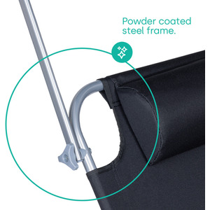 Black LIVIVO Folding Sun Lounger with Sun Shade Black shot 12868359