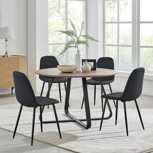 Santorini Brown Round Dining Table And 4 Corona Black Leg Chairs