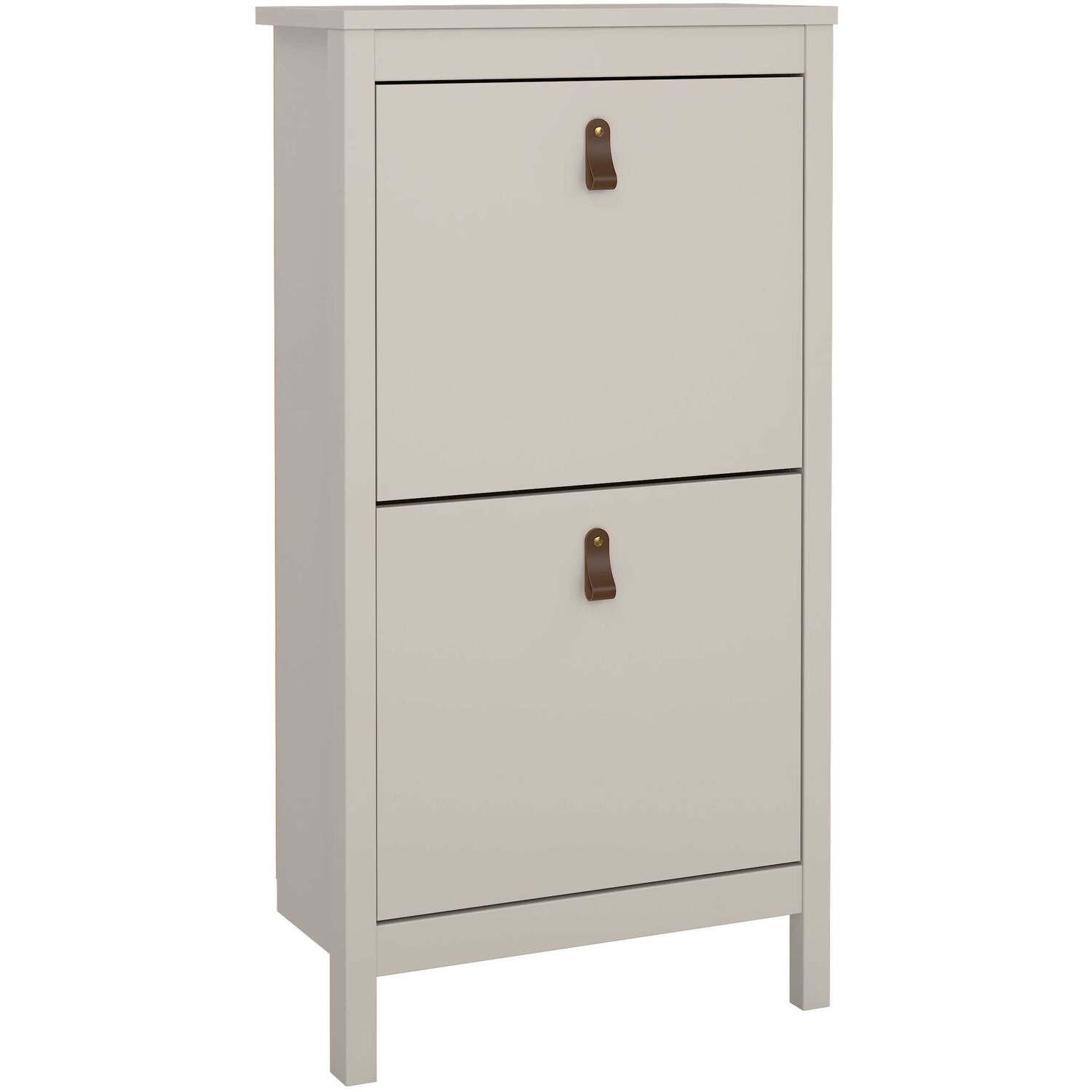 Wildberry Cashmere Slim Wooden Shoe Cabinet - 2 Flip-Down Doors - Cream