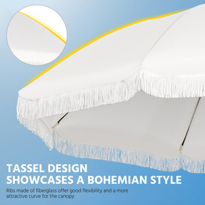 Cream / 242cm 8-Rib Garden Parasol with Fringe shot 13115514