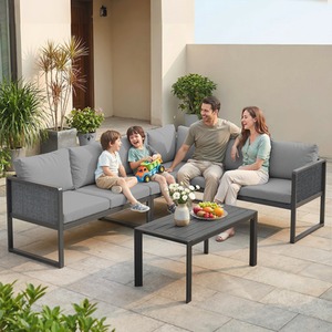 Outsunny Garden Furniture Corner Sofa Set with Cushions