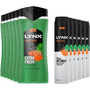 Lynx Jungle Fresh Shower Gel 500ml & 72H Antiperspirant 250ml Bundle ¿ 6 of Each