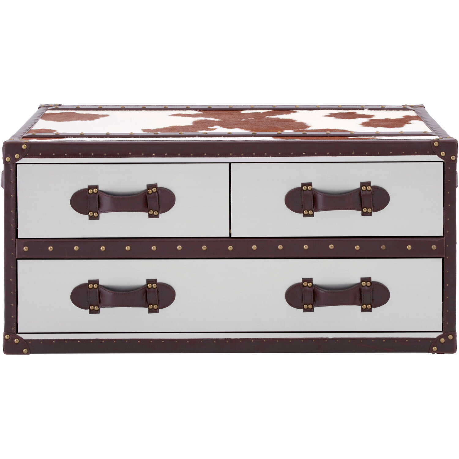 Kensington Townhouse Brown And White Genuine Cowhide Coffee Table - Brown