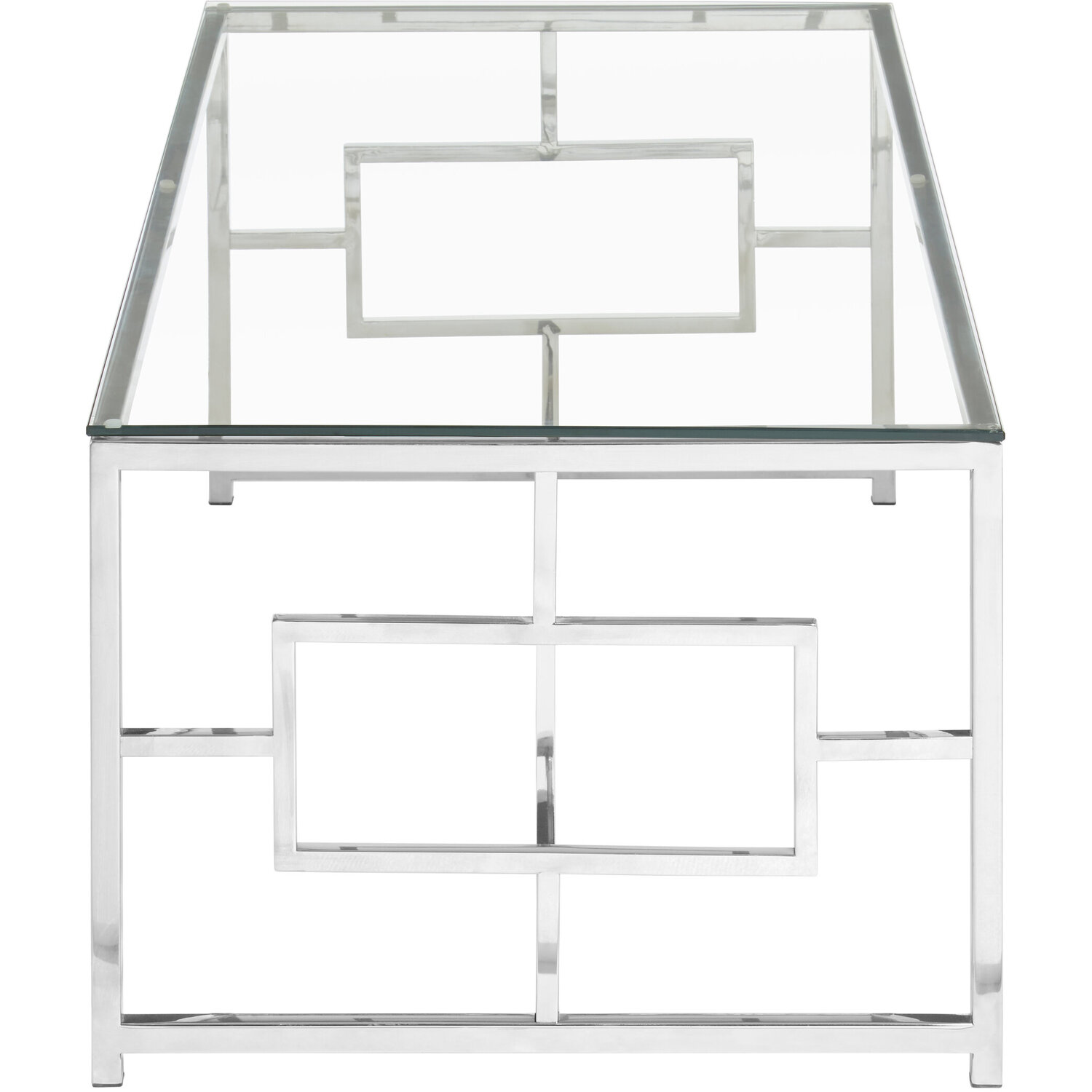 Allure Clear Glass Silver Base Coffee Table - Silver