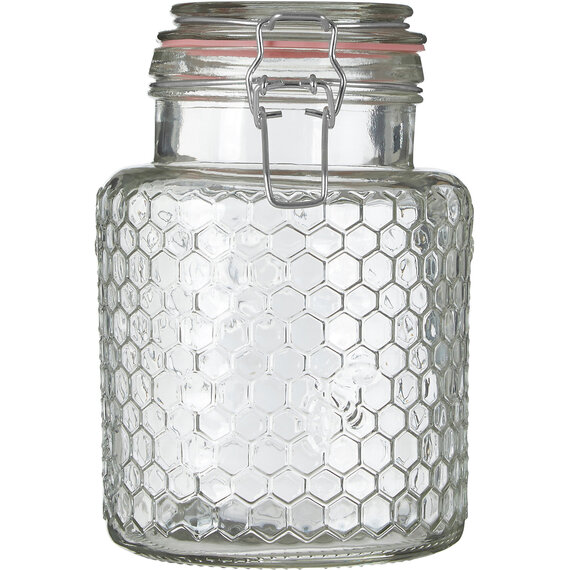 Apiaary Textured Glass Jar with Pink Seal 1300ml
