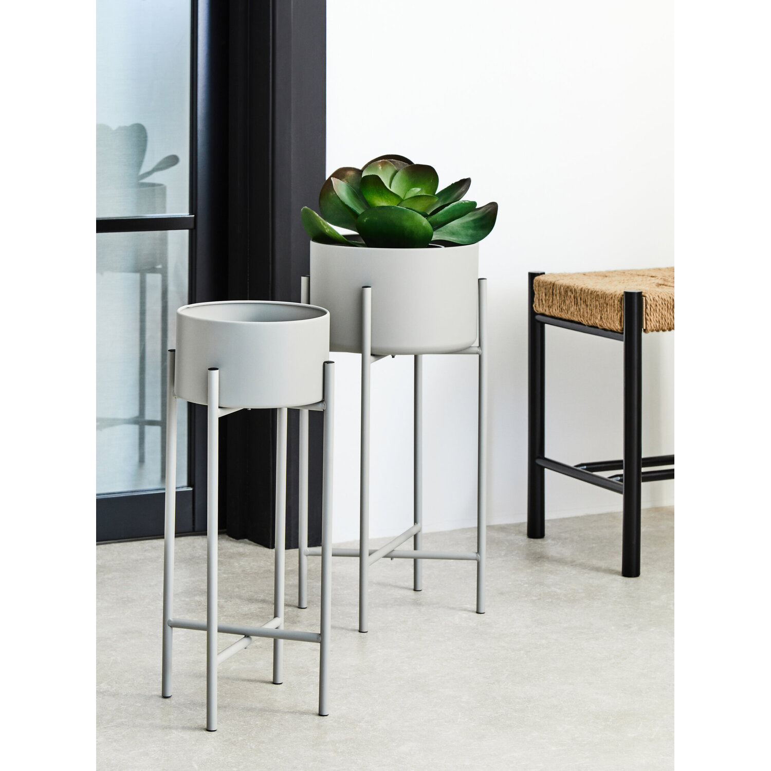 Interiors By Premier Trosa Small Grey Floor Standing Planter - Grey