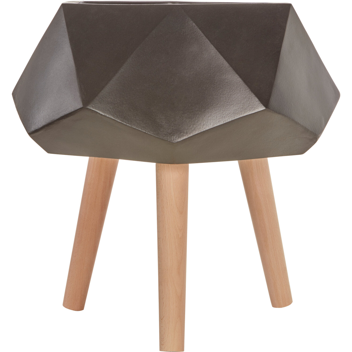 Darnell Small Black Geometric Planter with Legs - Black