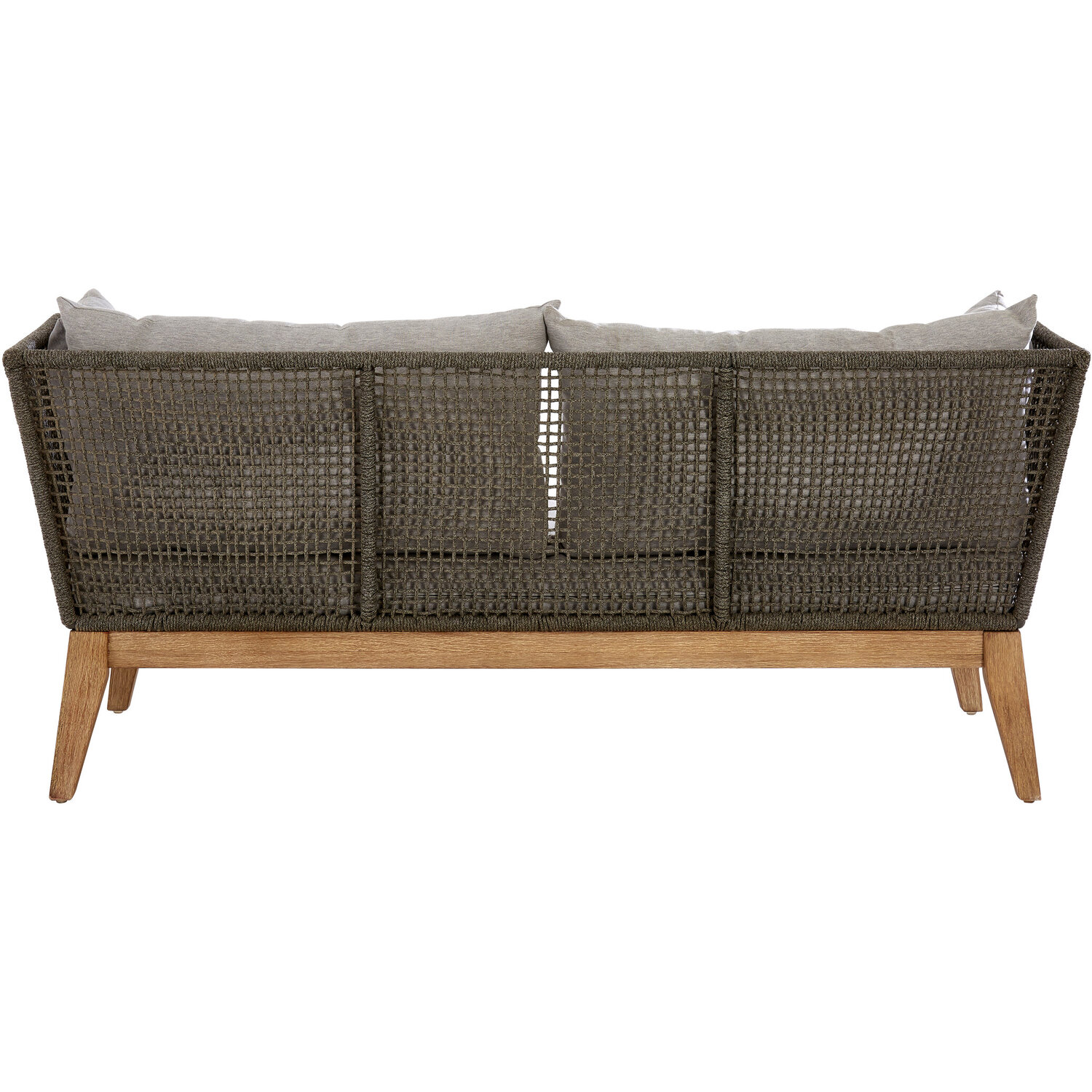 Opus 3 Seat Rope Woven Sofa With Grey Cushions - Grey