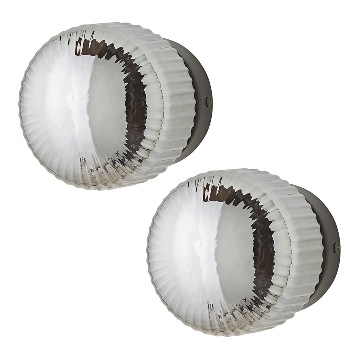 Valuelights Calpe Flush Wall Light With Ribbed Shade - Black / 10W / 0