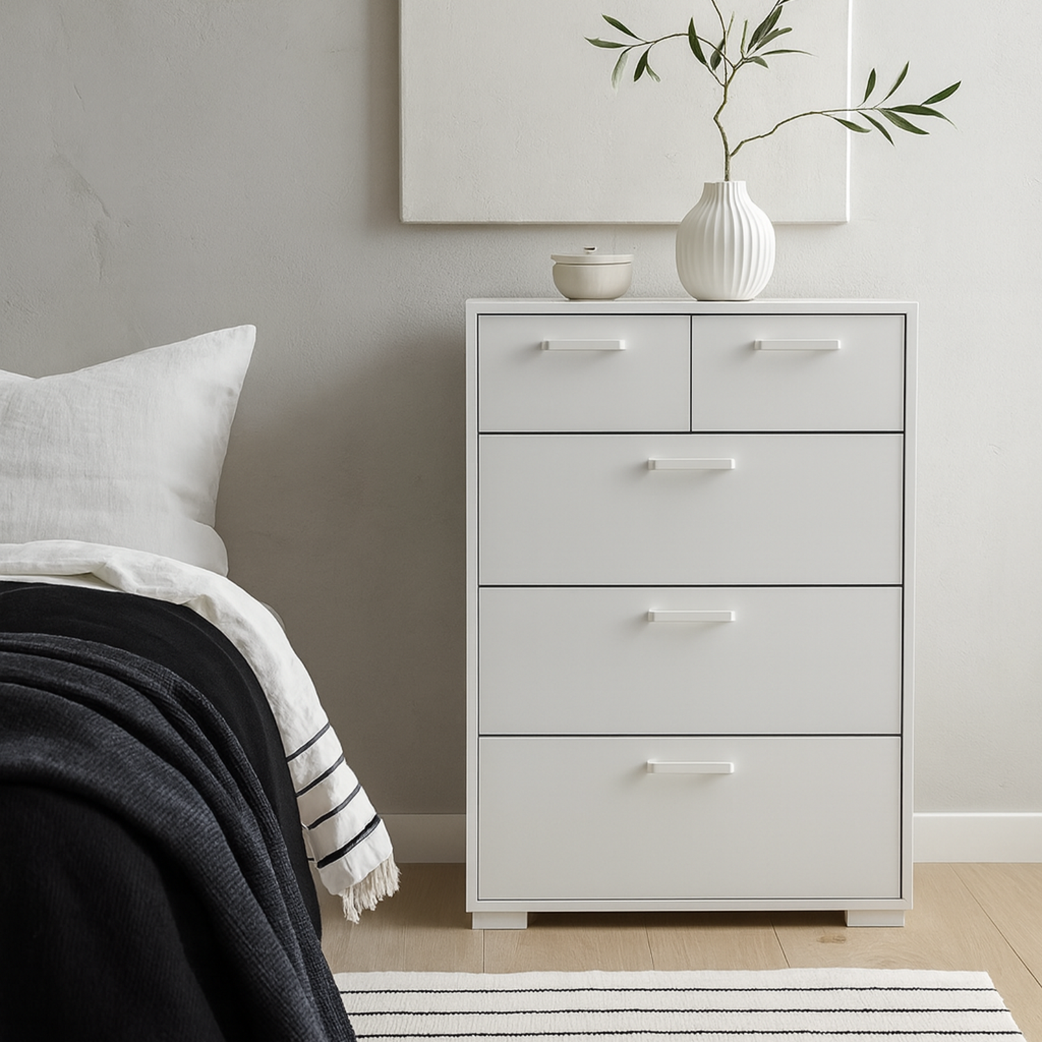 Stuttgart 5 Drawer Chest Gloss - White