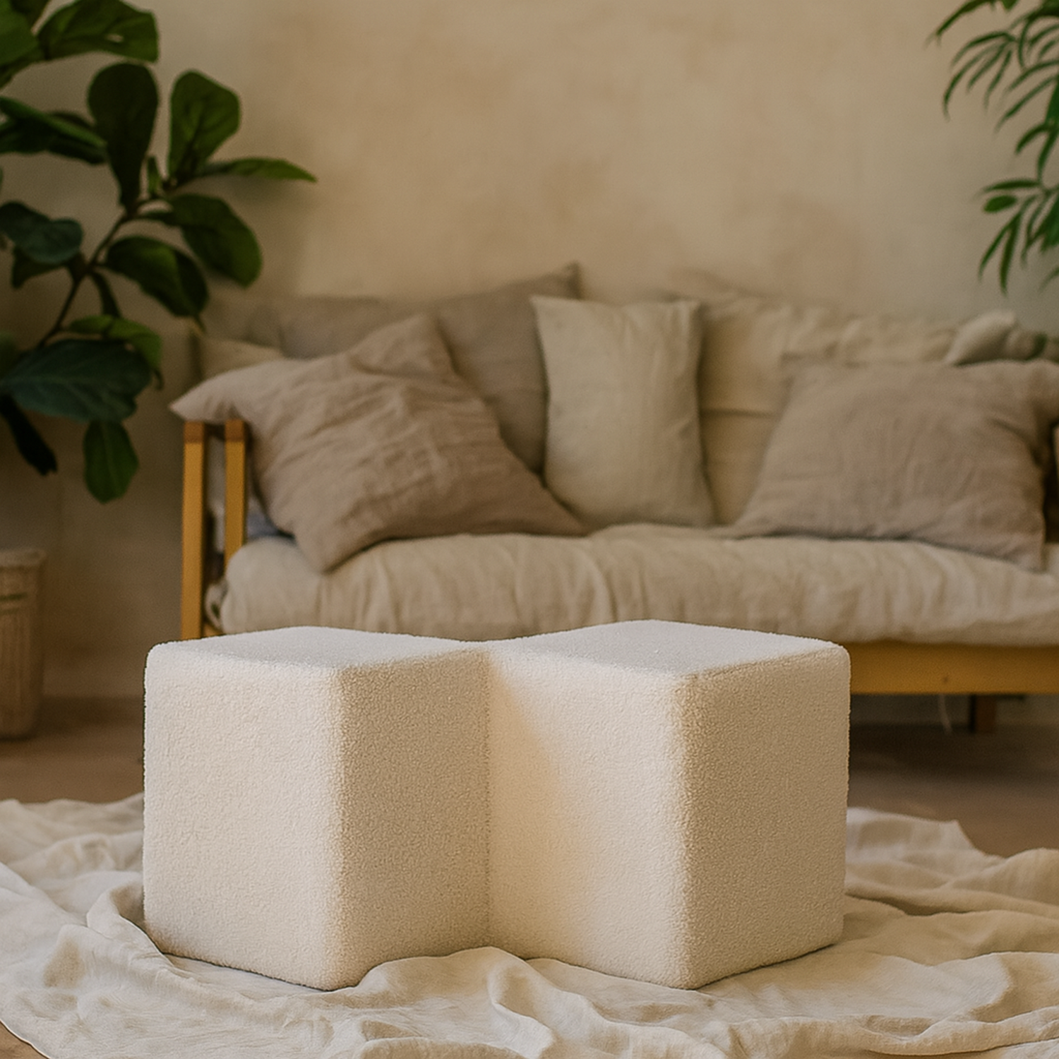 Sarlat Boucle Twin Footstool - White
