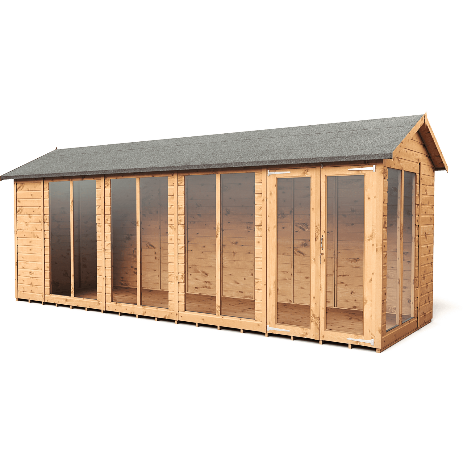 Empire 6x18 Apex Summerhouse with a Double Door - Brown