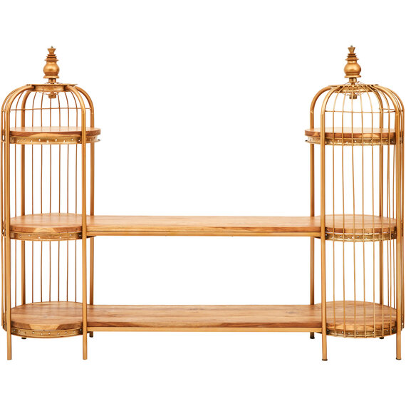 Mantis Long Gold Finish Birdcage Shelf Unit