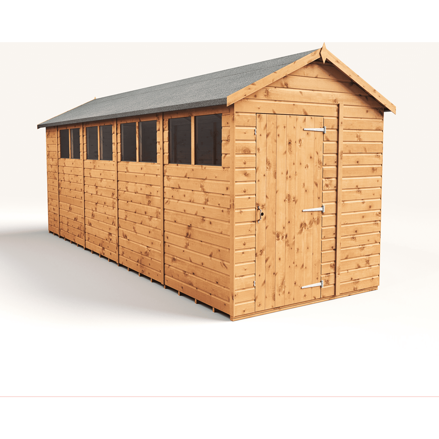 Empire 6x18 Modular Apex Garden Shed with a Single Door & Windows - Brown