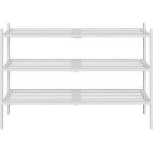 SONGMICS 3 Tiers Cloud White Bamboo Shoe Rack