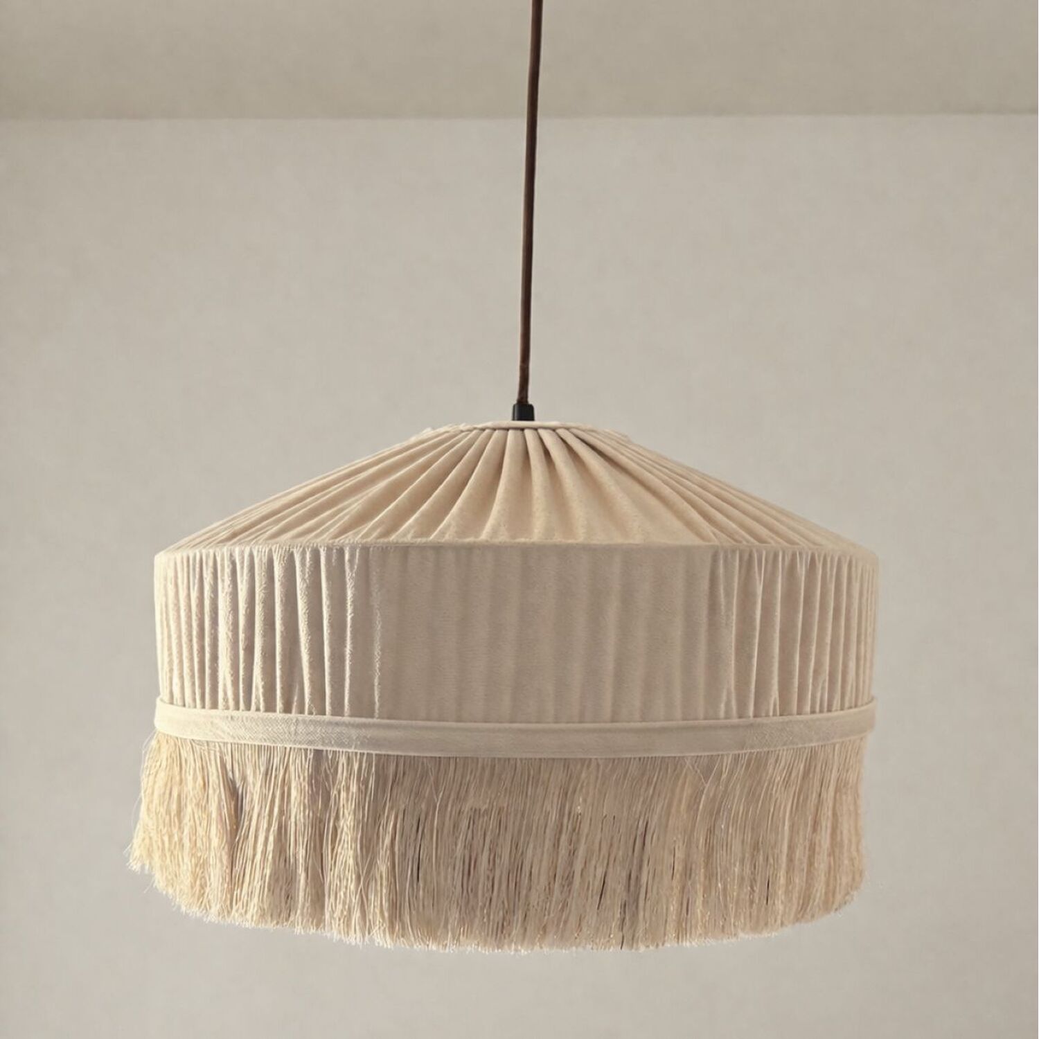 Image of CGC Cream Victoria Velvet Fringe Lampshade&hellip;