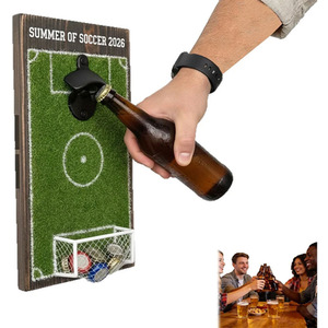 Soccer Field Wall Mounted Bottle Opener with Cap Catcher