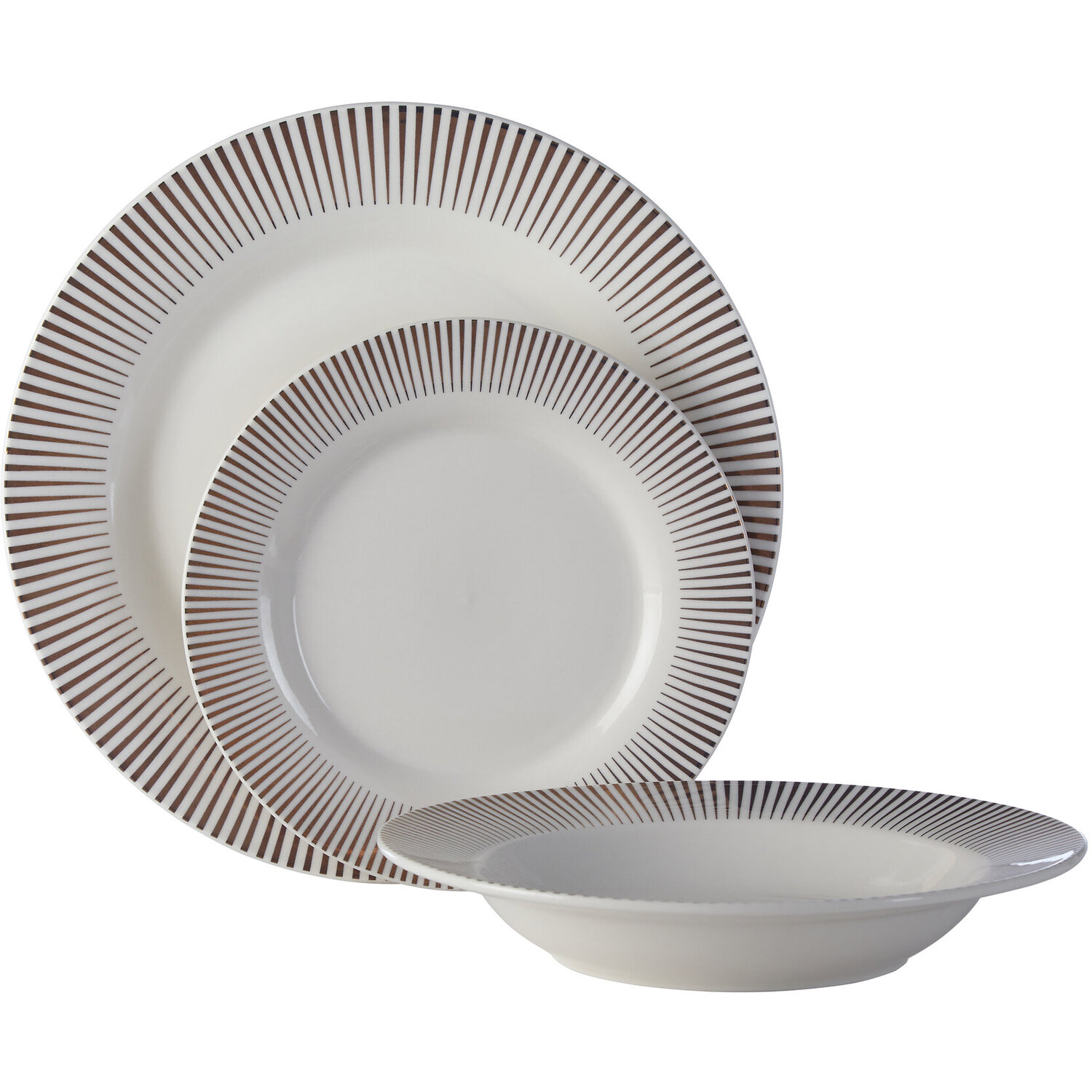 Avie Spoke 12 Piece Dinner Set - White